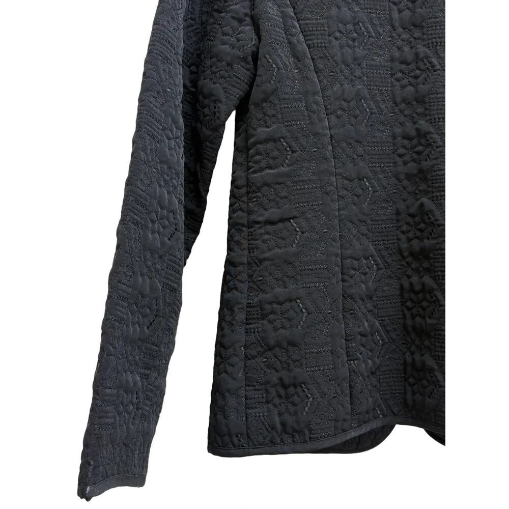 Black Embossed Quilted Zip-Front Jacket - Picture 5 of 7